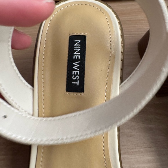 Nine West Torah Faux Leather Block Heel Ankle Strap in Ivory - Picture 6 of 12